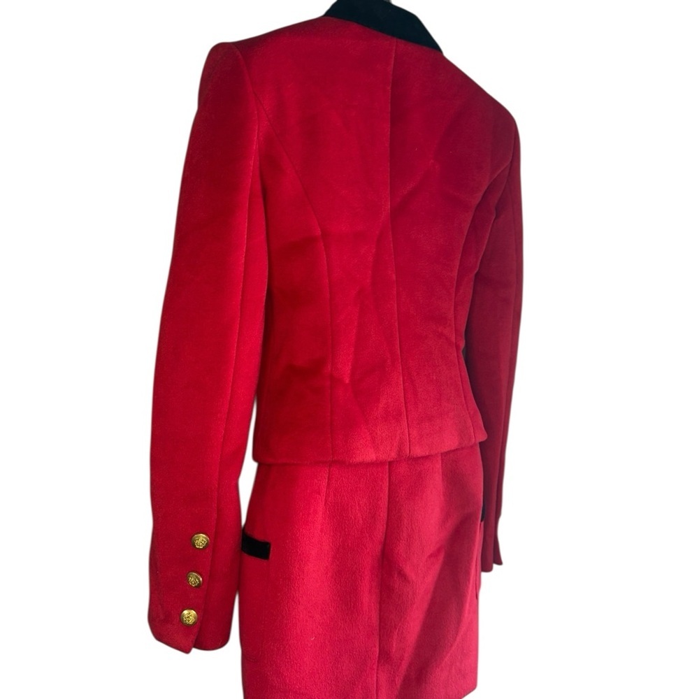 Ruoyu Womens Red and Black Buttoned blazer mini Skirt Suit Blazer sz M skirt S - Picture 9 of 10